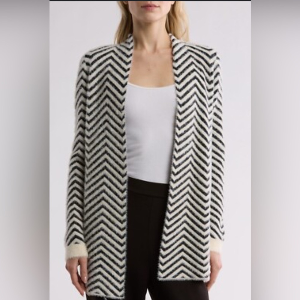 Cyrus Striped Black and White Knit Cardigan